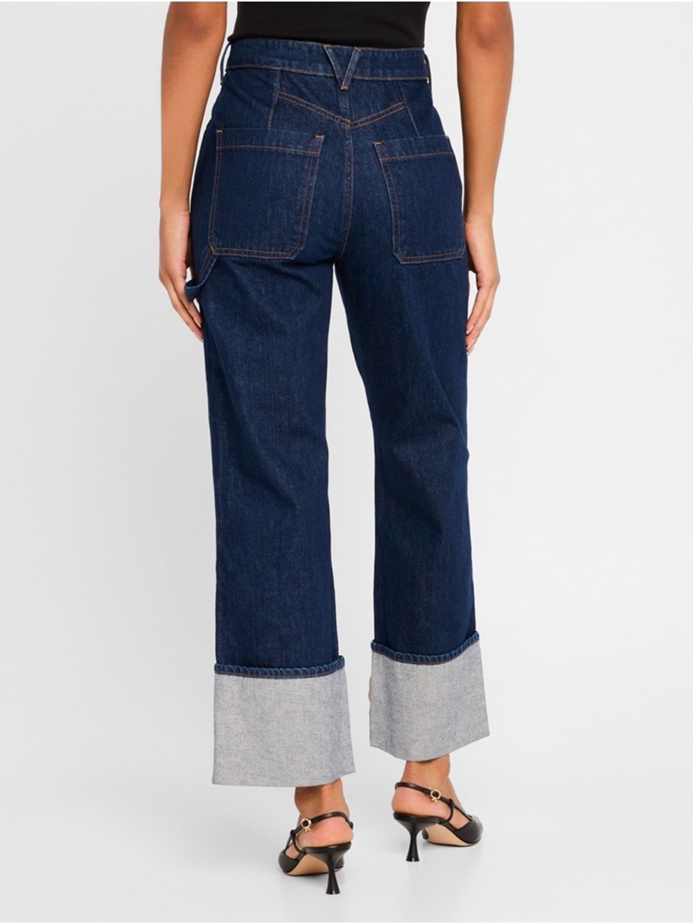 Veronica Beard Dark Indigo Cropped Wide-Leg Jeans - Picture 2 of 7